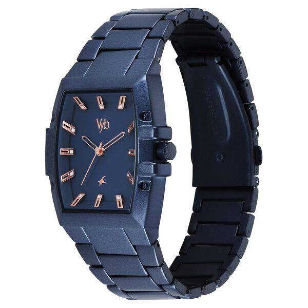 Vyb Pioneer By Fastrack Quartz Analog Blue Dial Metal Strap Watch For Guys - image number 3