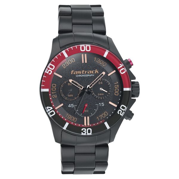 Fastrack Hitlist Quartz Chronograph Black Dial Stainless Steel Strap Watch for Guys - image number 1