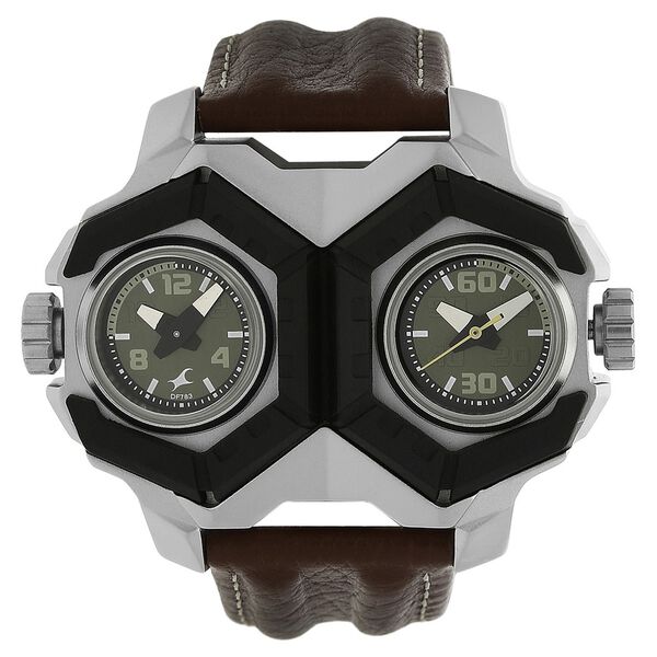 Fastrack Quartz Analog Green Dial Leather Strap Watch for Guys - image number 0