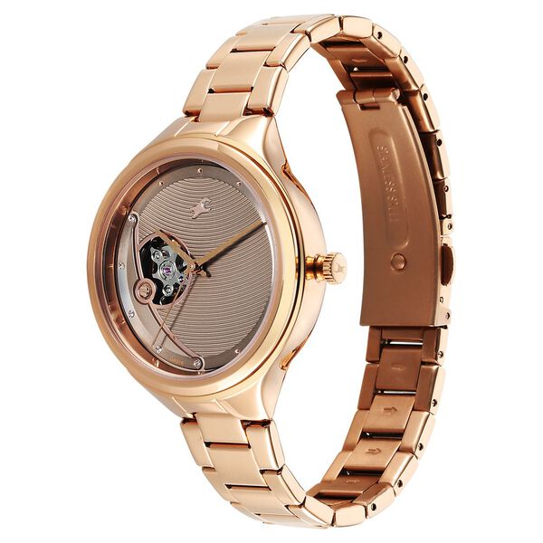 Fastrack Automatic Rose Gold Dial Metal Strap Watch For Girls - image number 2