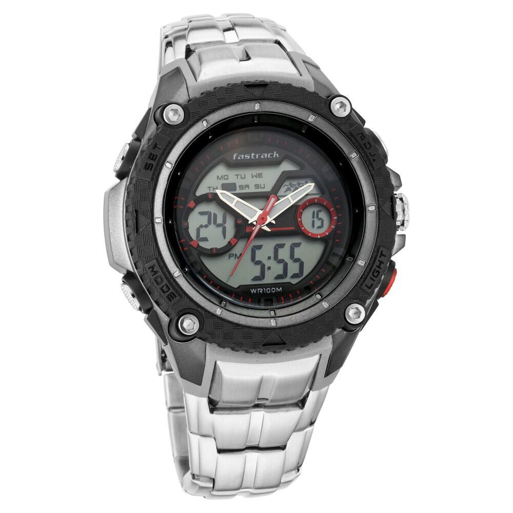 Analog digital watch stainless steel sale