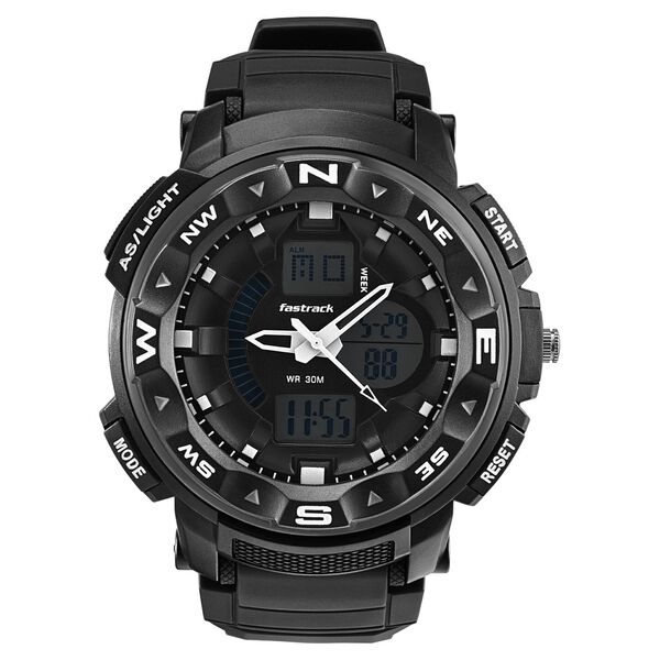 Fastrack AnaDigi Black Dial Black Colour Plastic Strap Unisex Watch - image number 0