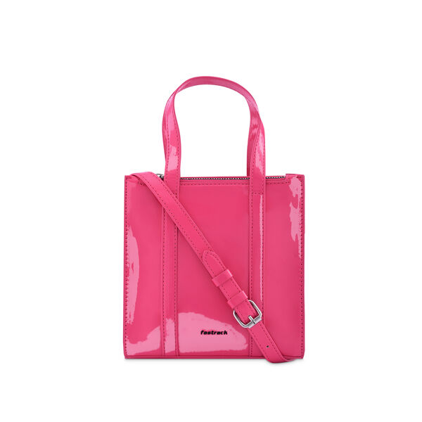 Fastrack Faux Leather Zipper Satchel in Pink - image number 1