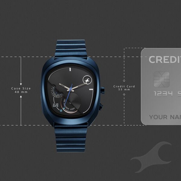 Fastrack UFO Quartz Multifunction Black Dial Blue Stainless Steel Strap Watch For Guys - image number 3