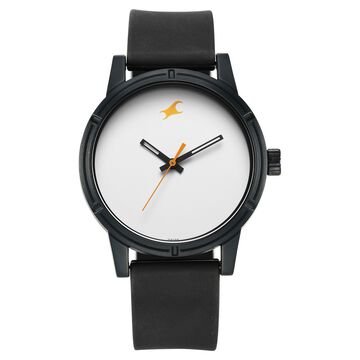 Fastrack Tees Quartz Analog White Dial Silicone Strap Watch for Guys