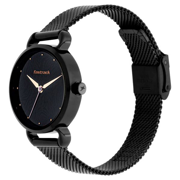 Fastrack Animal Print Quartz Analog Black Dial Stainless Steel Strap Watch for Girls - image number 3