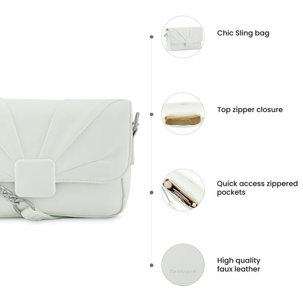 Fastrack White Party Sling Bag for Girls - image number 8
