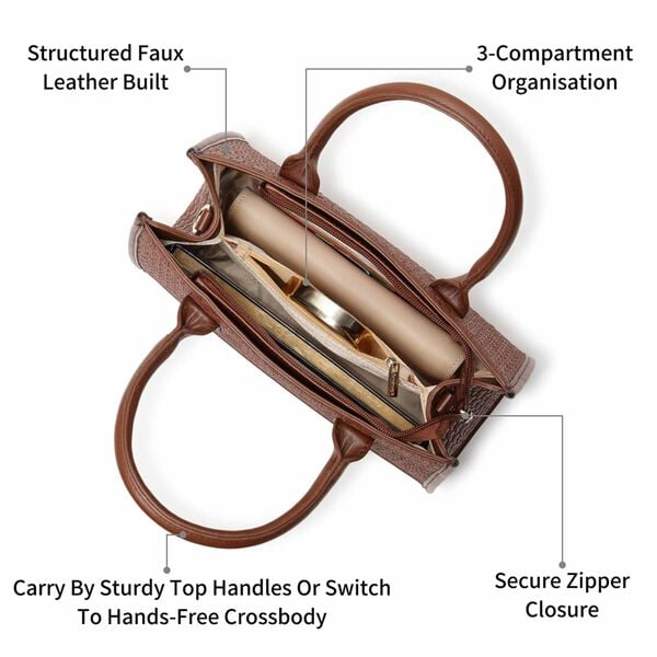 Lattice brown satchel - image number 9