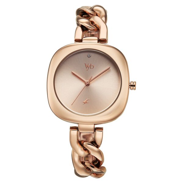 Vyb Spotlight By Fastrack Quartz Analog Rose Gold Dial Rose Gold Metal Strap Watch For Girls - image number 1