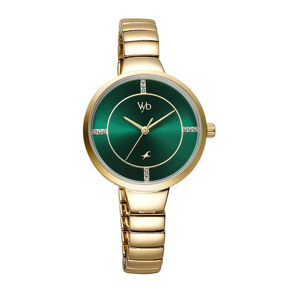 Fastrack Vyb Enigma Quartz Analog Green Dial Stainless Steel Strap Watch for Girls - image number 1