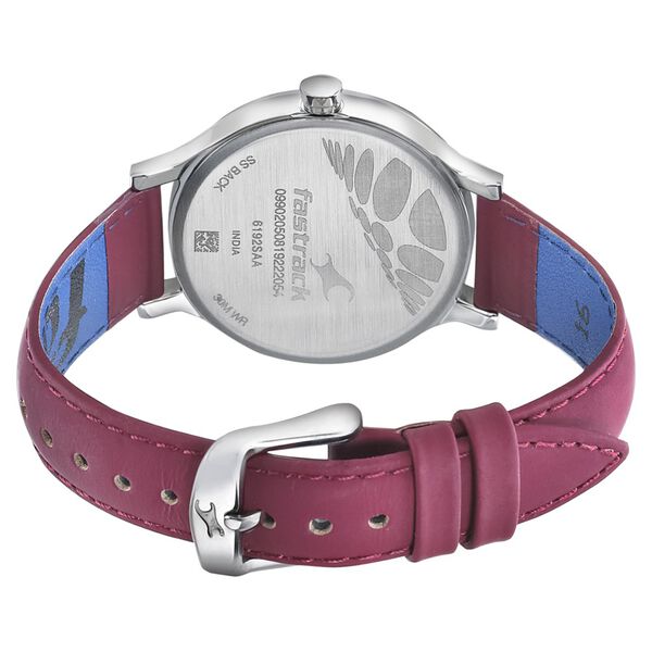 Fastrack Space Rover Quartz Analog Maroon Dial Leather Strap Watch for Girls - image number 4