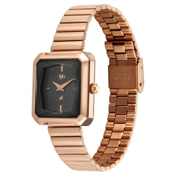 Vyb Flare By Fastrack Quartz Analog Grey Dial Rose Gold Stainless Steel Strap Watch For Girls - image number 4