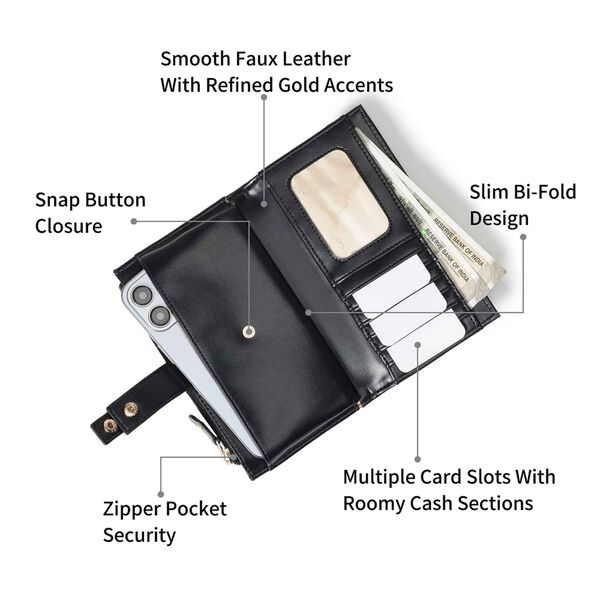 Black snapfold wallet - image number 9