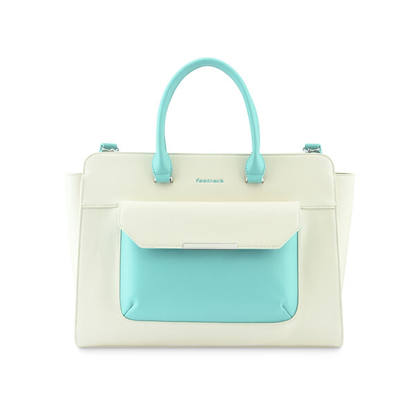 Fastrack Chic Carry-All Laptop Tote in White and  Blue - image number 2