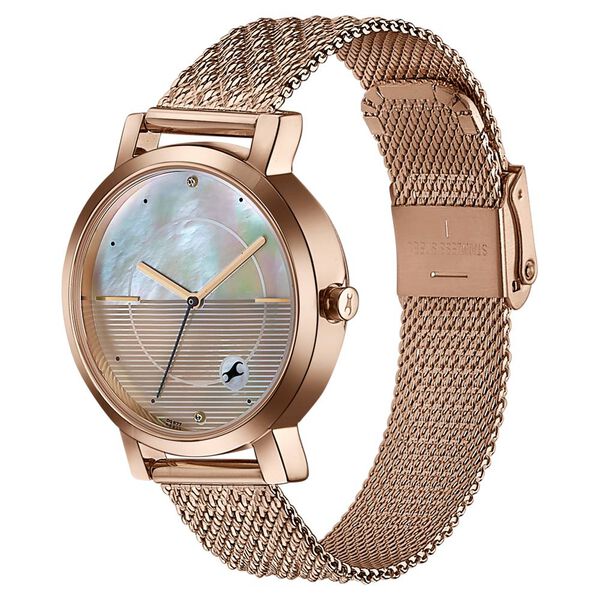 Fastrack Style Up Quartz Analog Mother Of Pearl Dial Rose Gold Stainless Steel Strap Watch For Girls - image number 2