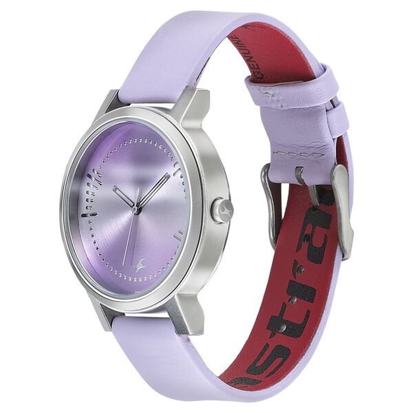 Fastrack Sunburn Quartz Analog Purple Dial Leather Strap Watch for Girls - image number 2