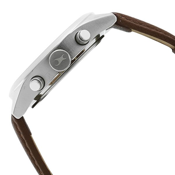 Fastrack All Nighters Quartz Multifunction Brown Dial Leather Strap Watch for Guys - image number 2