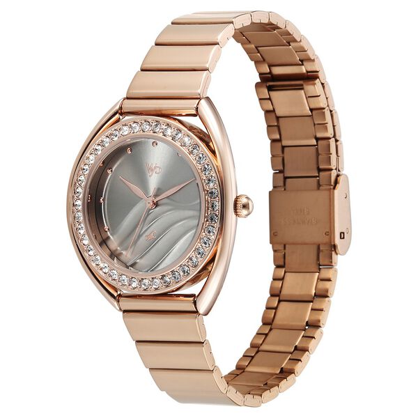 Vyb Eclipse By Fastrack Quartz Analog Grey Dial Rose Gold Stainless Steel Strap Watch For Girls - image number 2