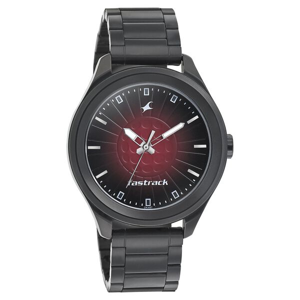 Fastrack Sunburn Quartz Analog Black Dial Stainless Steel Strap Watch for Guys - image number 0
