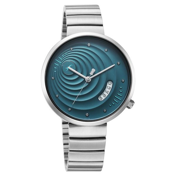Fastrack Groove Quartz Analog with Date Teal Dial Girls Stainless Steel Watch - image number 1