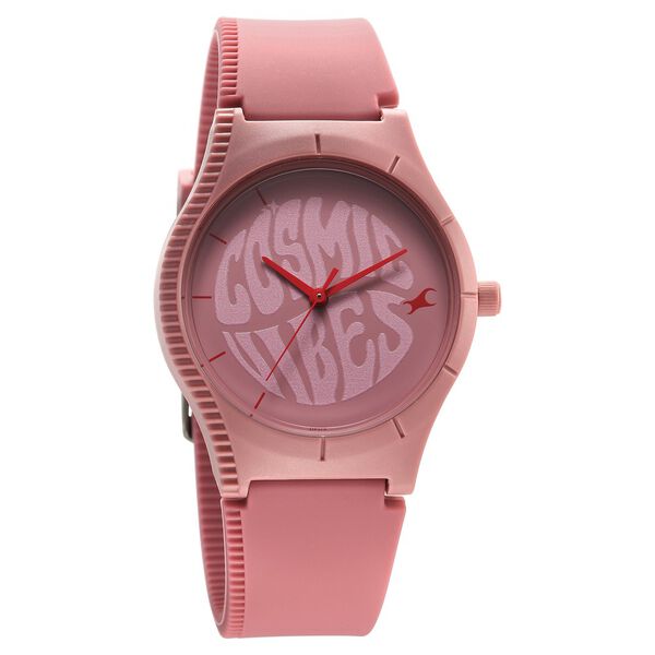 Fastrack Tees Quartz Analog Pink Dial Silicone Strap Watch for Girls - image number 1