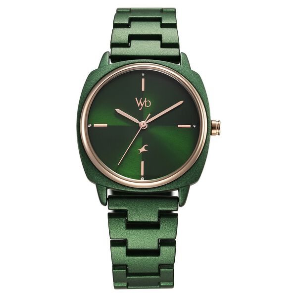 Fastrack Vyb Slayer Quartz Analog Green Dial Metal Strap Watch for Girls - image number 1
