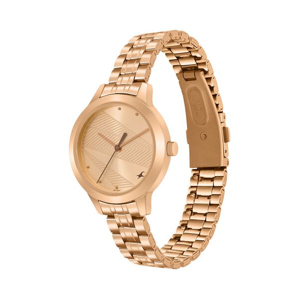 Fastrack Stunners Quartz Analog Rose Gold dial Stainless Steel Strap Watch for Girls - image number 2