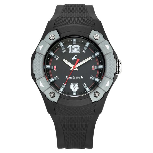 Fastrack Trendies Quartz Analog Black Dial Silicone Strap Watch for Guys - image number 2