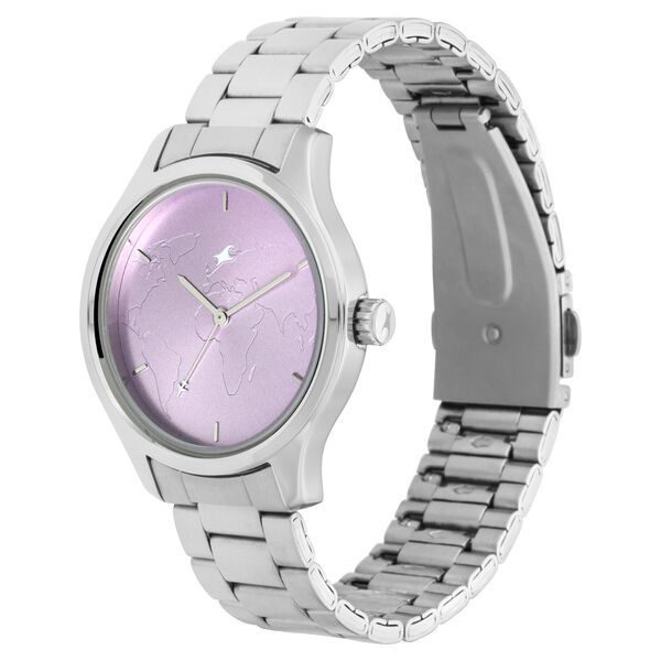 Fastrack Tripster Quartz Analog Purple Dial Stainless Steel Strap Watch for Girls - image number 3