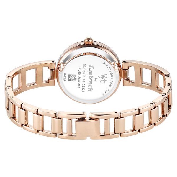Vyb Seeker By Fastrack Quartz Analog Green Dial Rose Gold Metal Strap Watch For Girls - image number 5