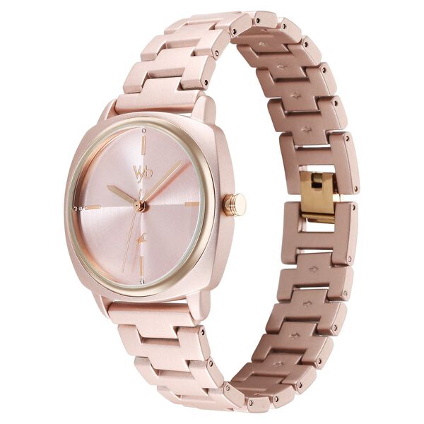 Fastrack Vyb Slayer Quartz Analog Pink Dial Metal Strap Watch for Girls - image number 3
