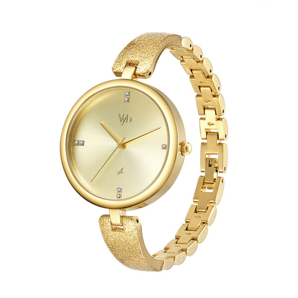 Fastrack Vyb Diva Quartz Analog Golden Dial Metal Strap Watch for Girls - image number 3