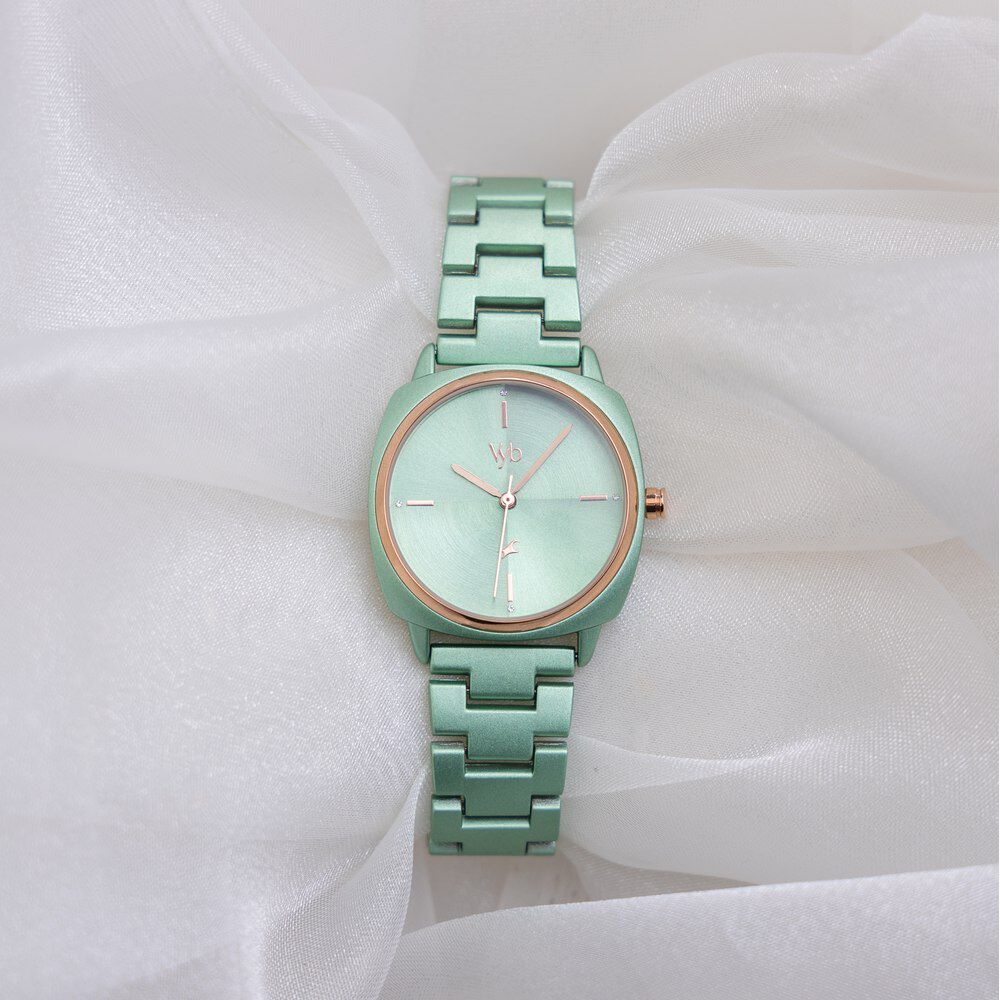 Buy Online Fastrack Vyb Slayer Quartz Analog Green Dial Metal Strap Watch for Girls fv60033km03w Fastrack