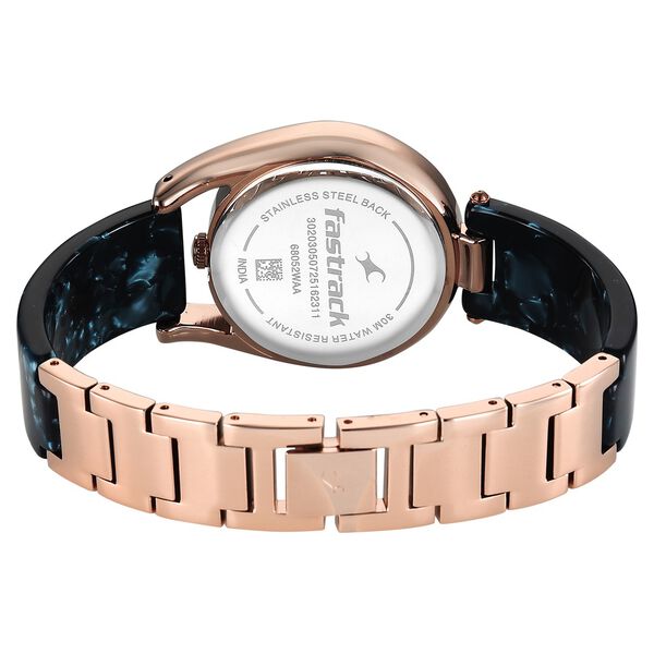 Fastrack Younique Quartz Analog Blue Mother Of Pearl Dial Two Toned Acetate & Metal Strap Watch For Girls - image number 5