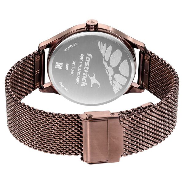 Fastrack Style Up Quartz Analog with Day and Date Brown Dial Stainless Steel Strap Watch for Guys - image number 5