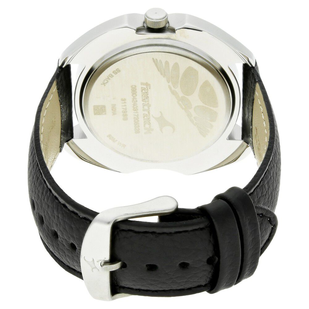 Fastrack Quartz Analog Blue Dial Leather Strap Watch for Guys