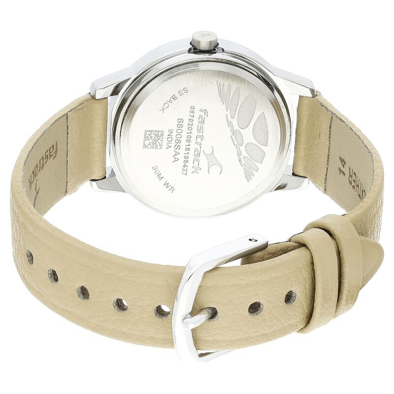 Fastrack Tropical Waters Quartz Analog Silver Dial Leather Strap Watch ...