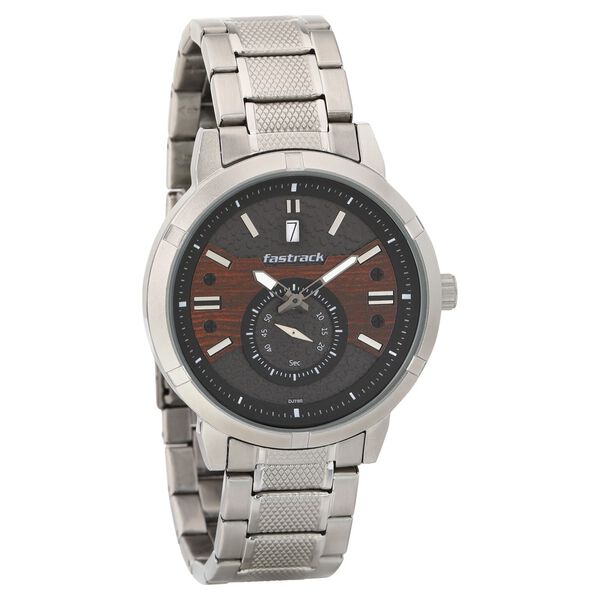 Fastrack Go Skate Quartz Analog with Day and Date Grey Dial Stainless Steel Strap Watch for Guys - image number 0
