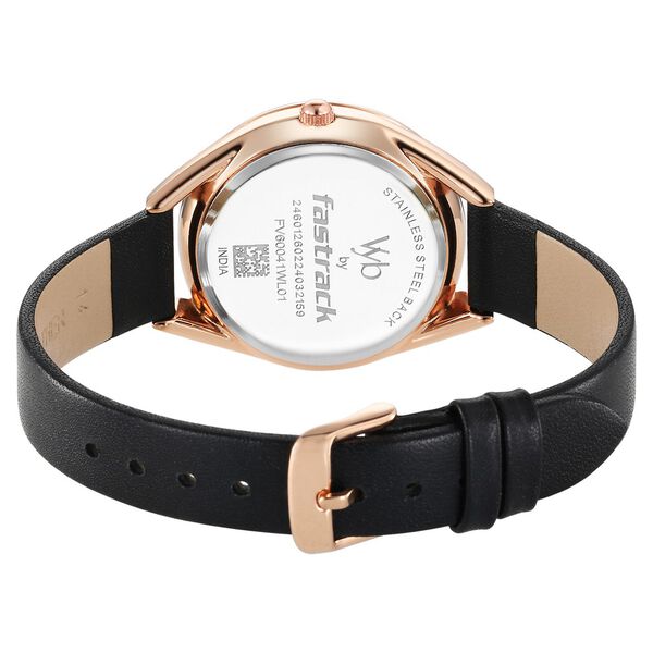 Fastrack Vyb Spotlight Quartz Analog Black Dial Black Leather Strap Watch For Women - image number 4