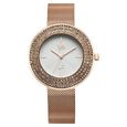 Fastrack Vyb Iconique Quartz Analog Black Dial Rose Gold Metal Strap Watch For Women