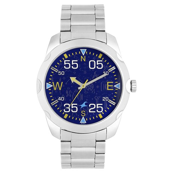 Fastrack Road Trip Quartz Analog Blue Dial Stainless Steel Strap Watch for Guys - image number 0