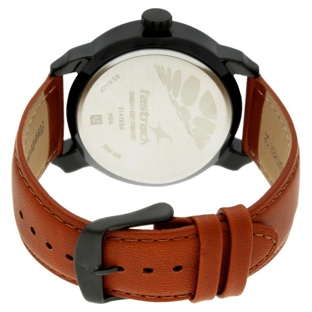 Buy Online Fastrack Quartz Analog Multicoloured Dial Leather Strap Watch for Guys nn3147kl01 Fastrack