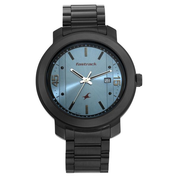 Fastrack Bare Basics Quartz Analog with Date Blue Dial Stainless Steel Strap Watch for Guys - image number 2