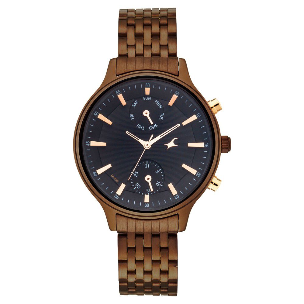 Fastrack Ruffles Quartz Multifunction Black Dial Stainless Steel