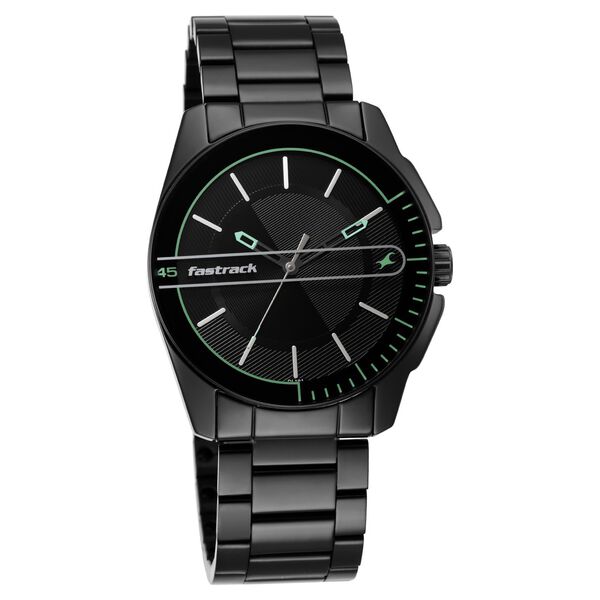 Fastrack Wear Your Look Quartz Analog Black Dial Metal Strap Watch for Guys - image number 0