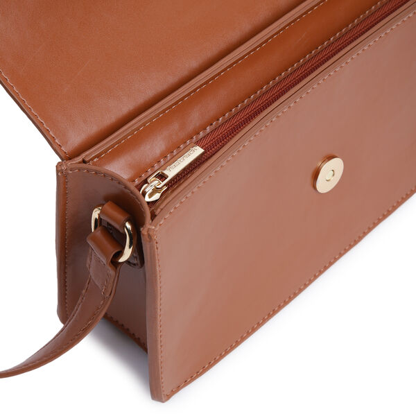 Fastrack Structured Shoulder Bag for Women | Trendy Shoulder Bag for Girls, Ladies, Women | Chic Textured Bag Made of High Quality Faux Leather (Tan) - image number 4