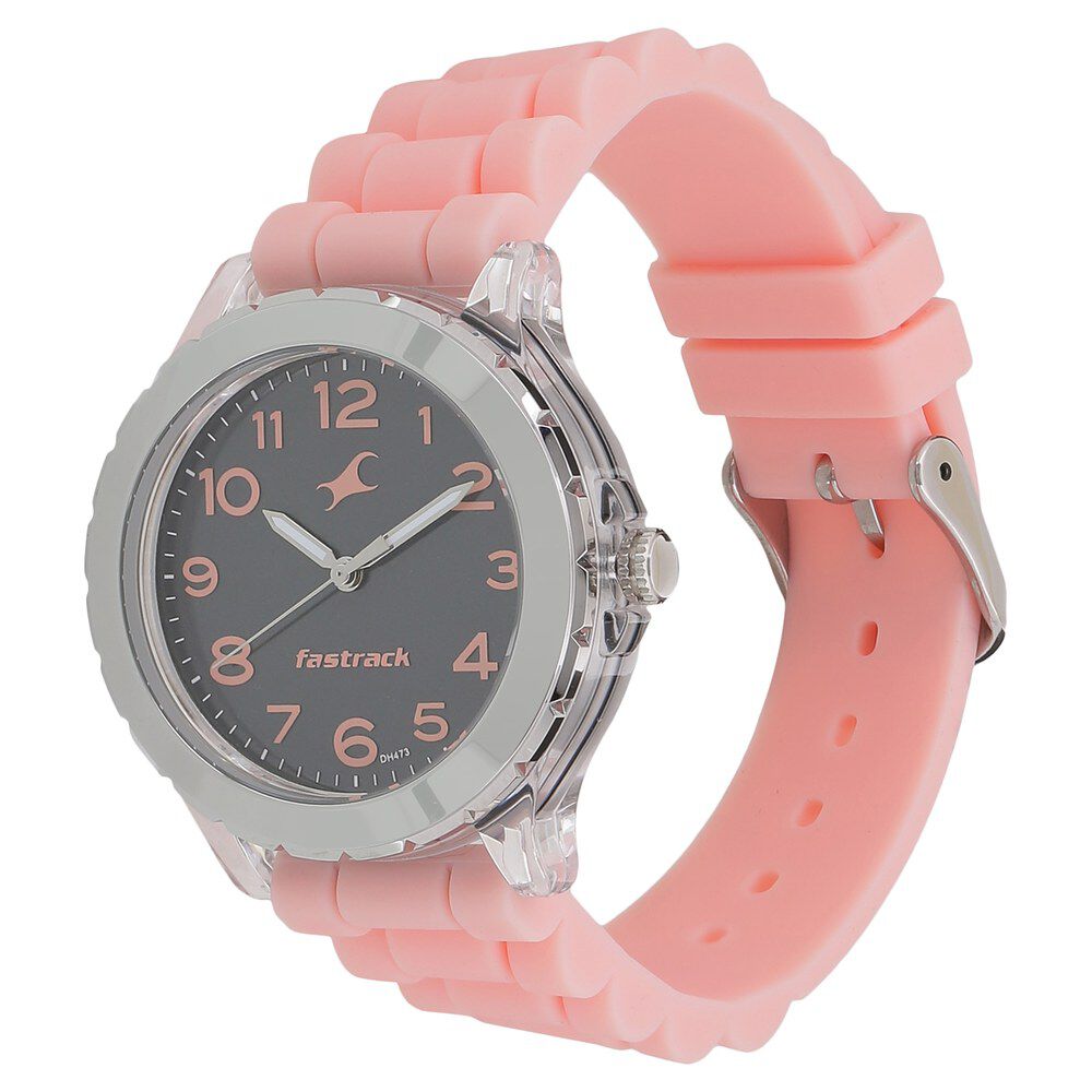 Buy Online Fastrack Trendies Quartz Analog Black Dial Silicone Strap Watch for Girls 68009pp04 Fastrack