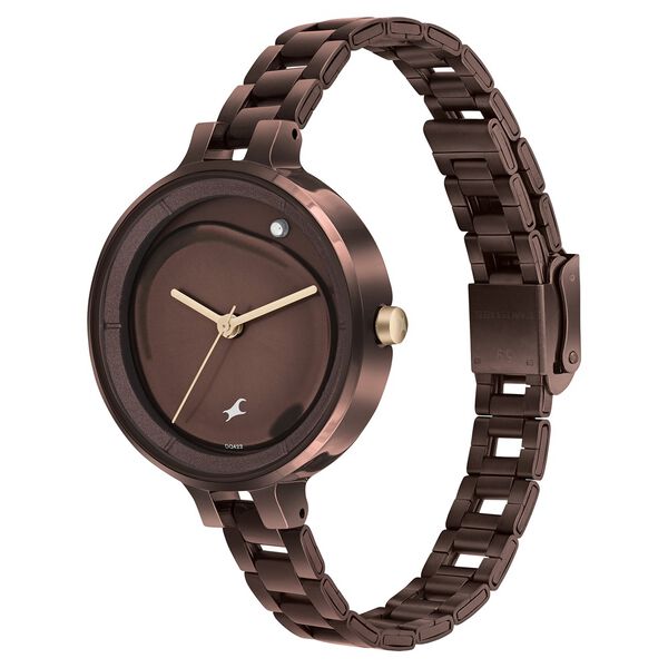 Fastrack MetaWe Quartz Analog Brown Dial Stainless Steel Strap Watch For Girls - image number 2