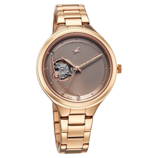 Fastrack Automatic Rose Gold Dial Metal Strap Watch For Girls - image number 1