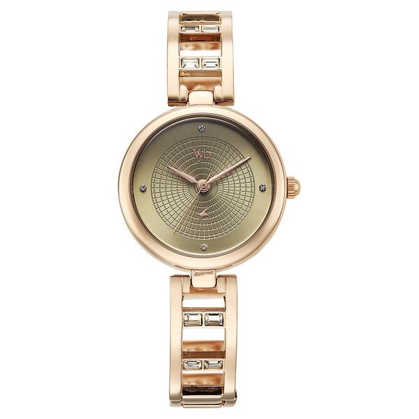 Vyb Seeker By Fastrack Quartz Analog Green Dial Rose Gold Metal Strap Watch For Girls - image number 0